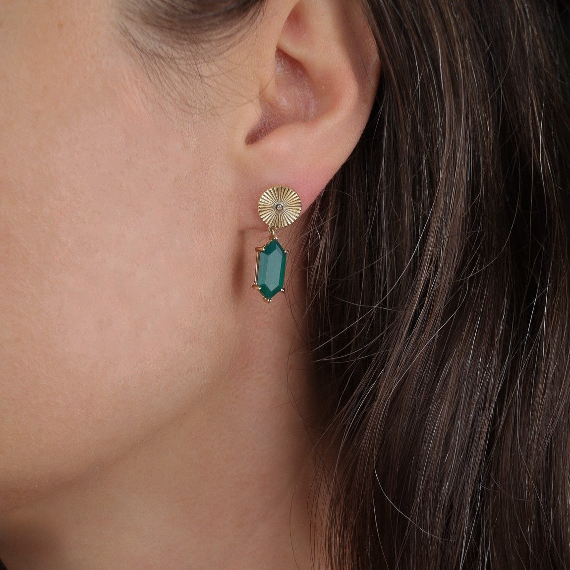 Sun Emerald and Diamond Dangle Earrings