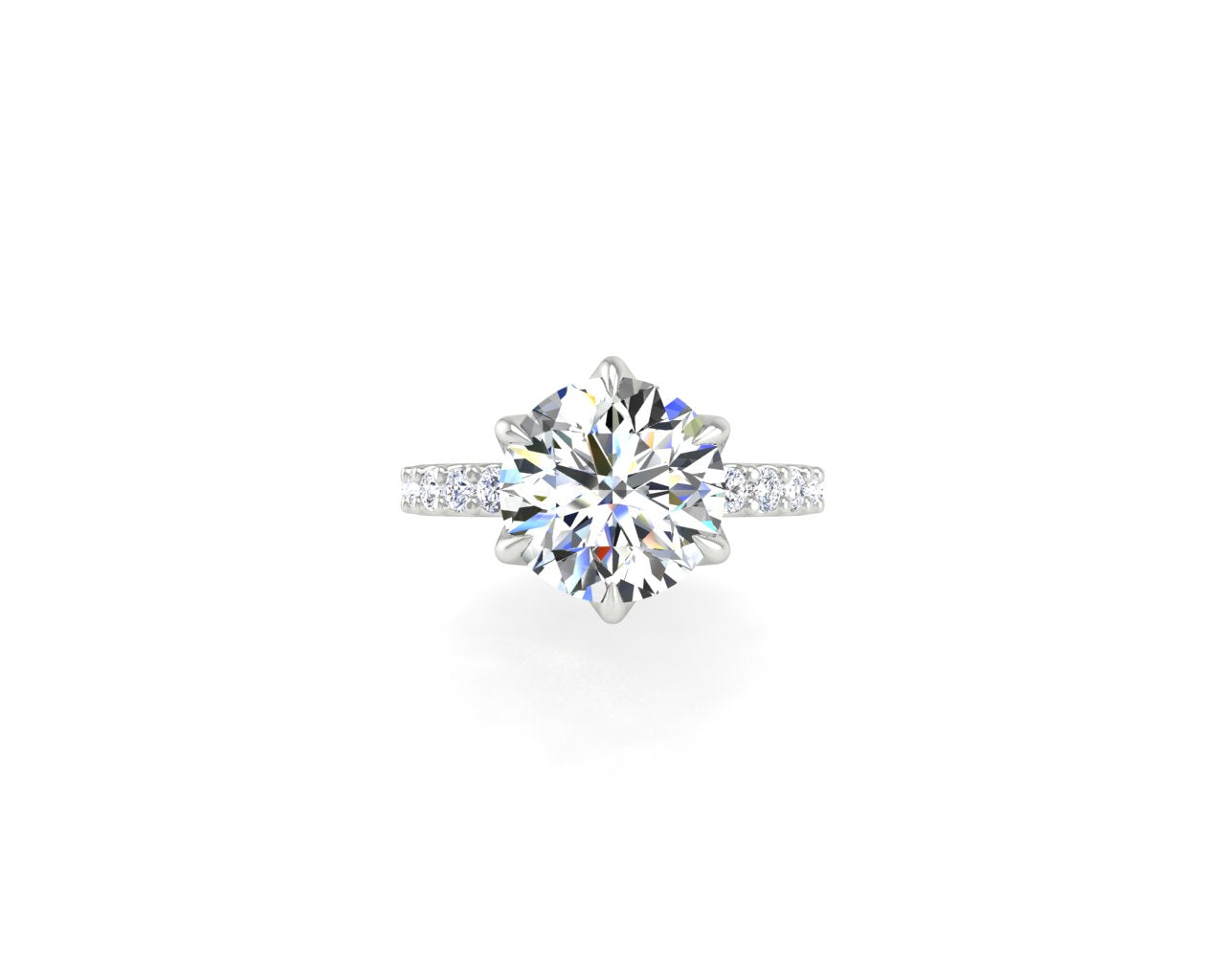 Engagement Ring Petal Basket French Pave Shank