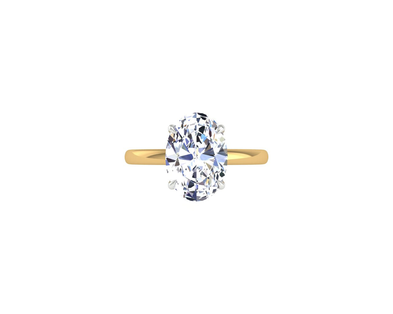 Engagement Ring 3 Carat Oval Solitaire Hiden Halo Two Tone - Custom Andrey