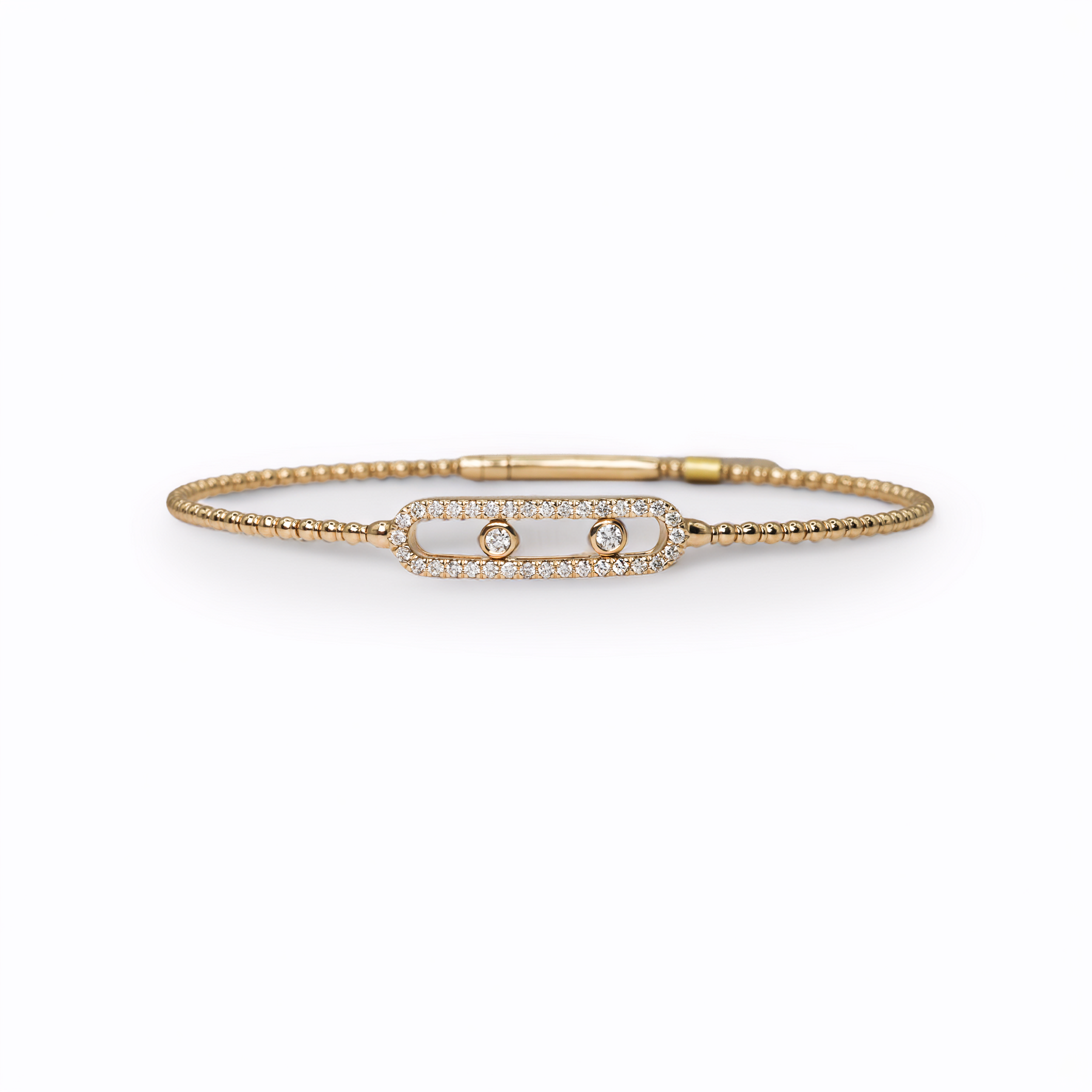 Yellow Gold Paper Clip Bracelet With Diamond Slide