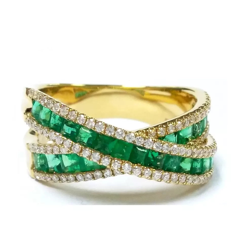 Cross Band Princess Cut Gemstones