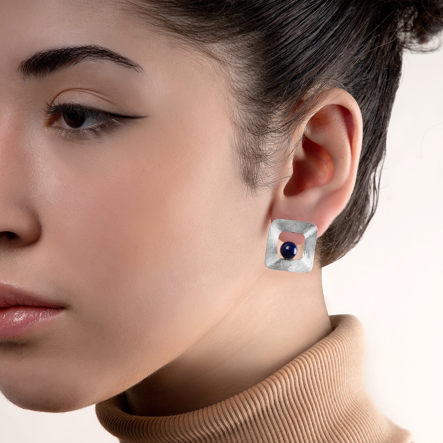 Mid-Century Silver Lapis Earrings