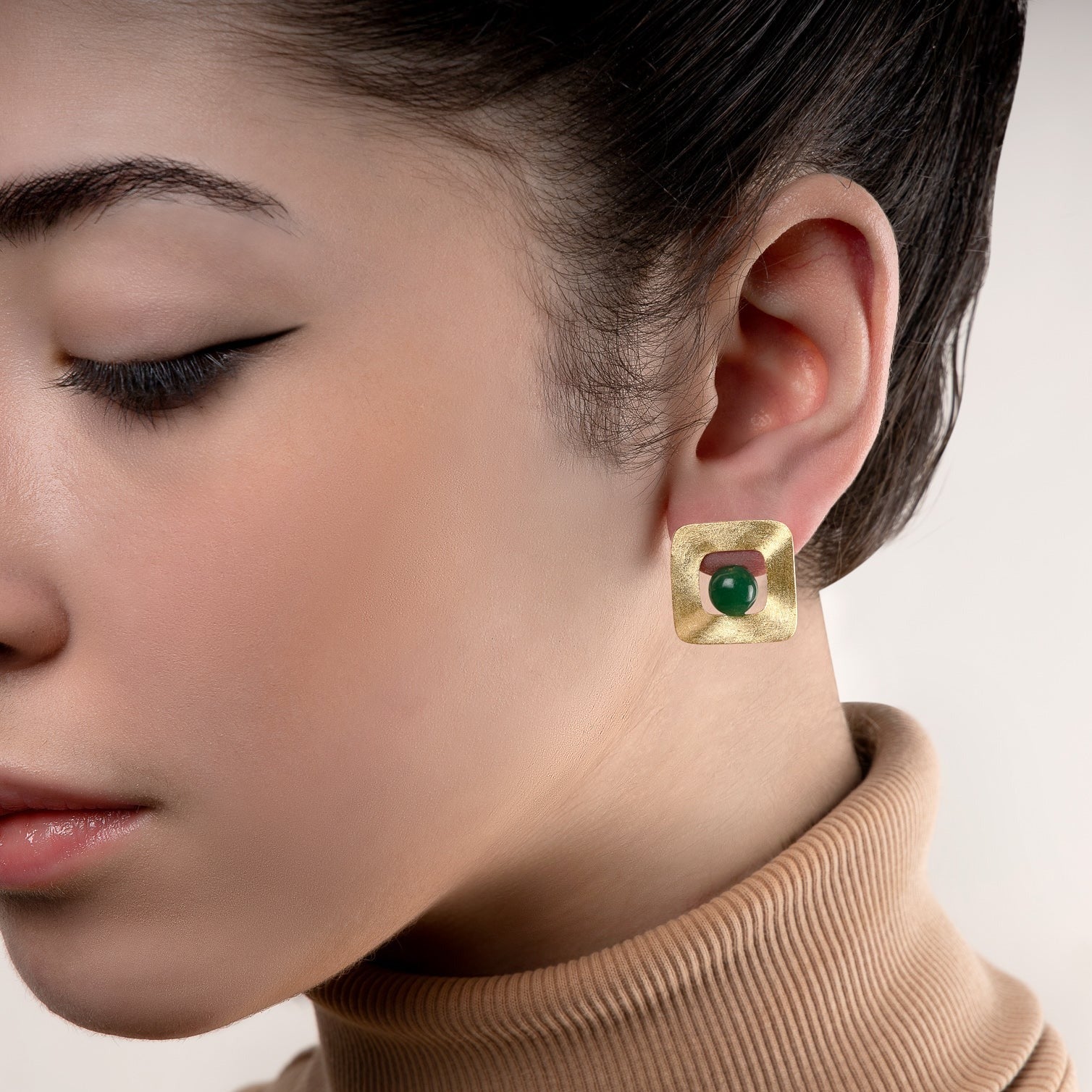 Mid-Century Earring Gold Lapis