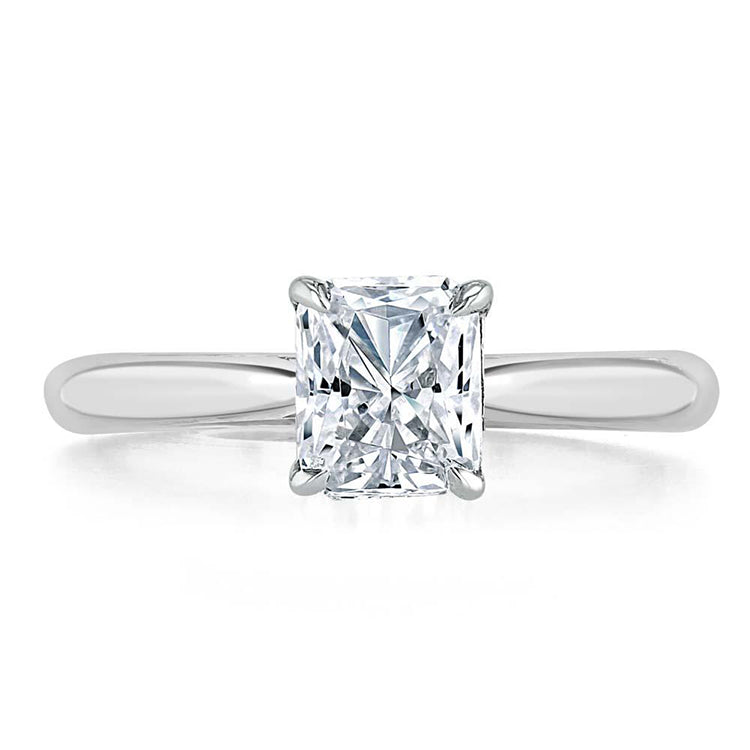 Engagement Ring 1 Carat Radiant Cut Lab Diamond Stone in Solitaire Band