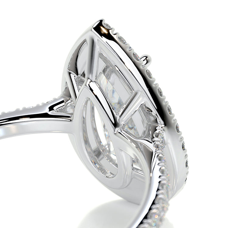 Engagement Ring 2 Carat Pear Cut Lab Diamond Halo Pave Band