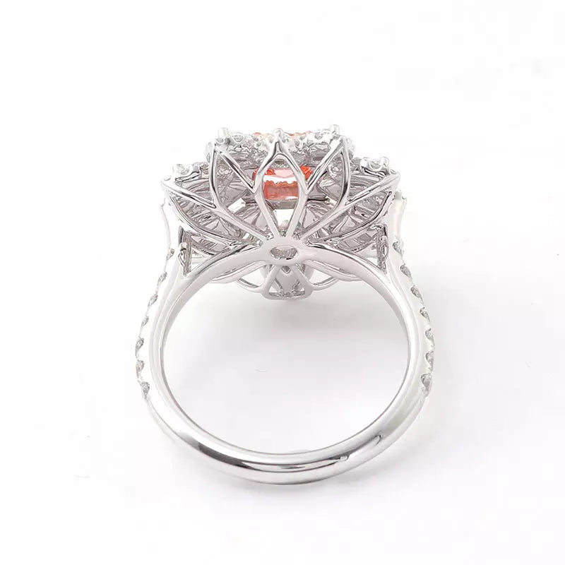 Engagement Ring Pink Diamond Cushion Ring 18K White Gold