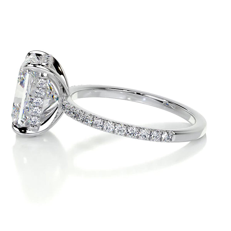 Engagement Ring 4 Carat Radiant Cut Lab Diamond Hidden Halo Pave Band
