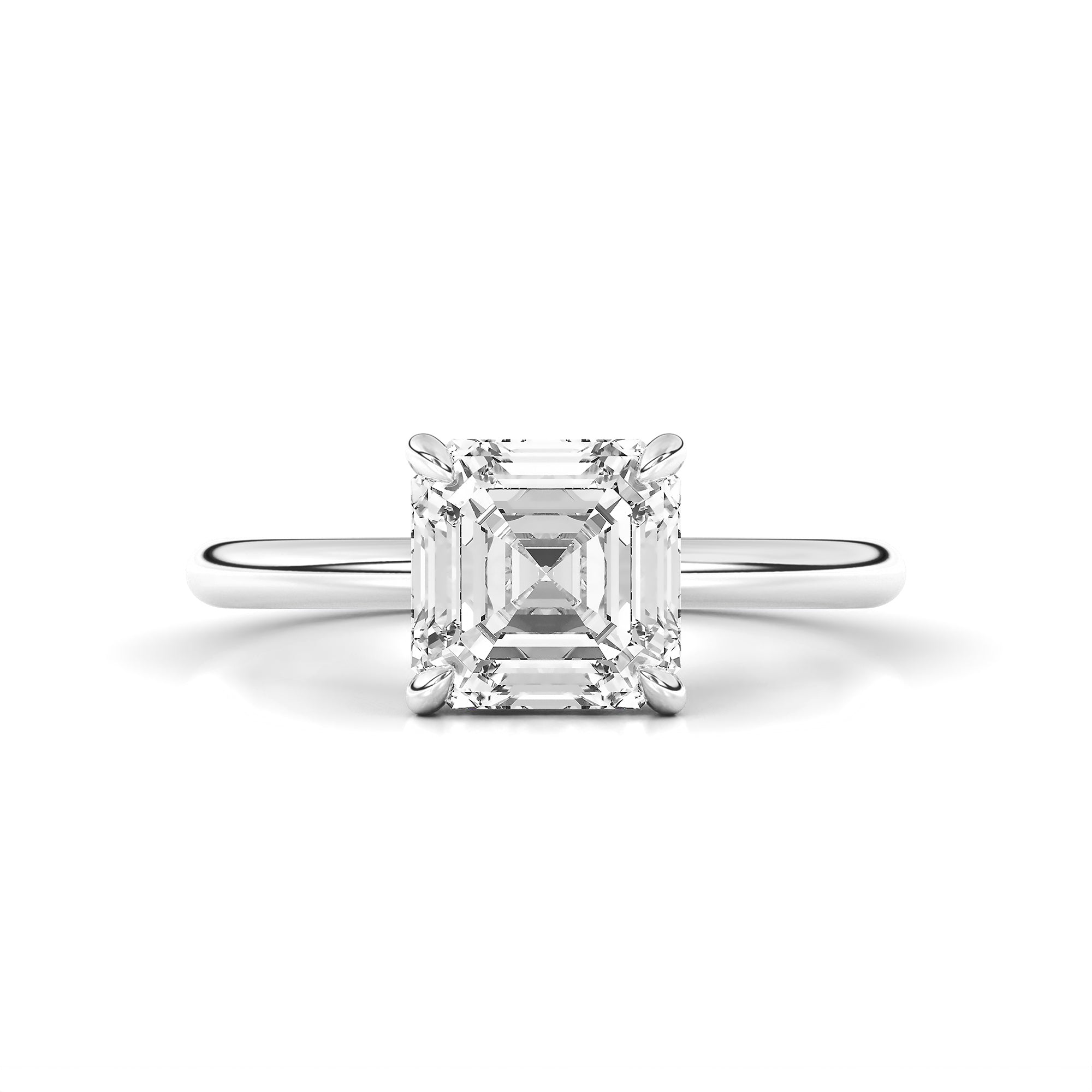 Engagement Ring 2 Carat Asscher Diamond Heart Basket Setting