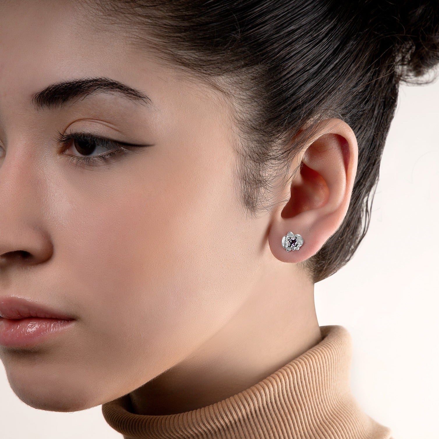 White Gold Orchid Earring