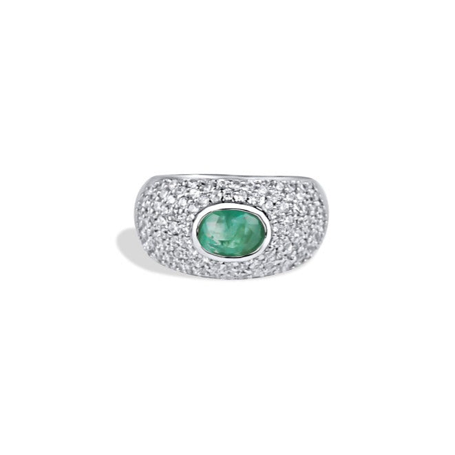 Silver Pave Emerald Dome