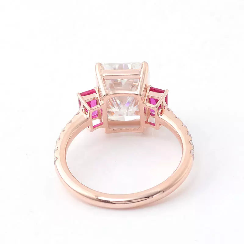 Three Stones Engagement Anniversary Ring 2 Carat Diamond Pave Setting