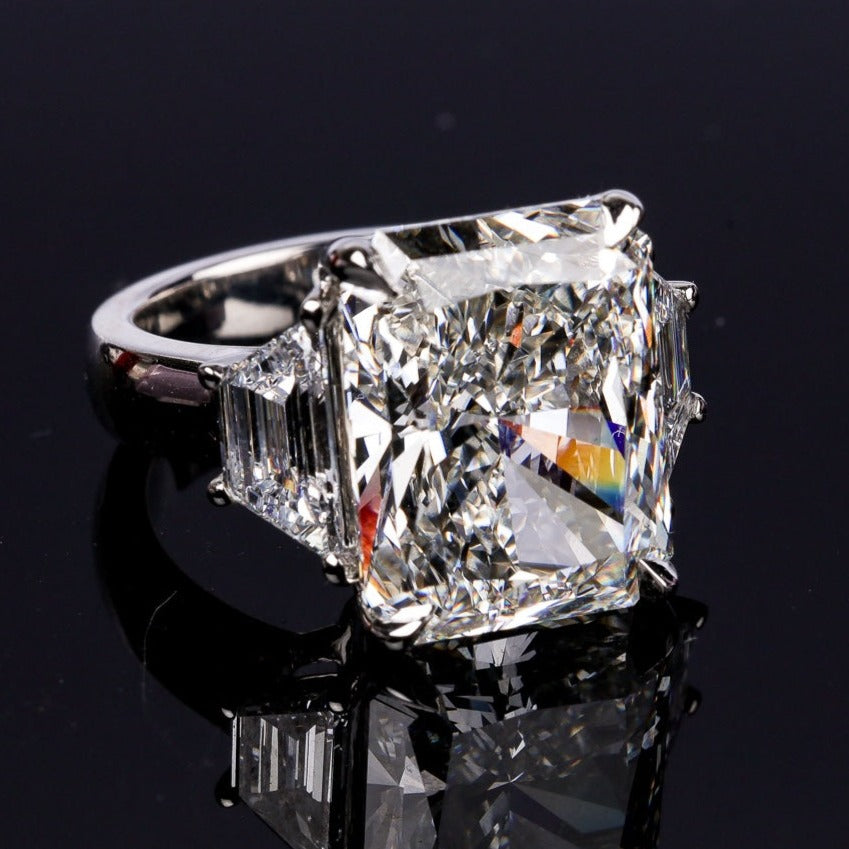 10 Carat Radiant Three Stone Diamond Ring