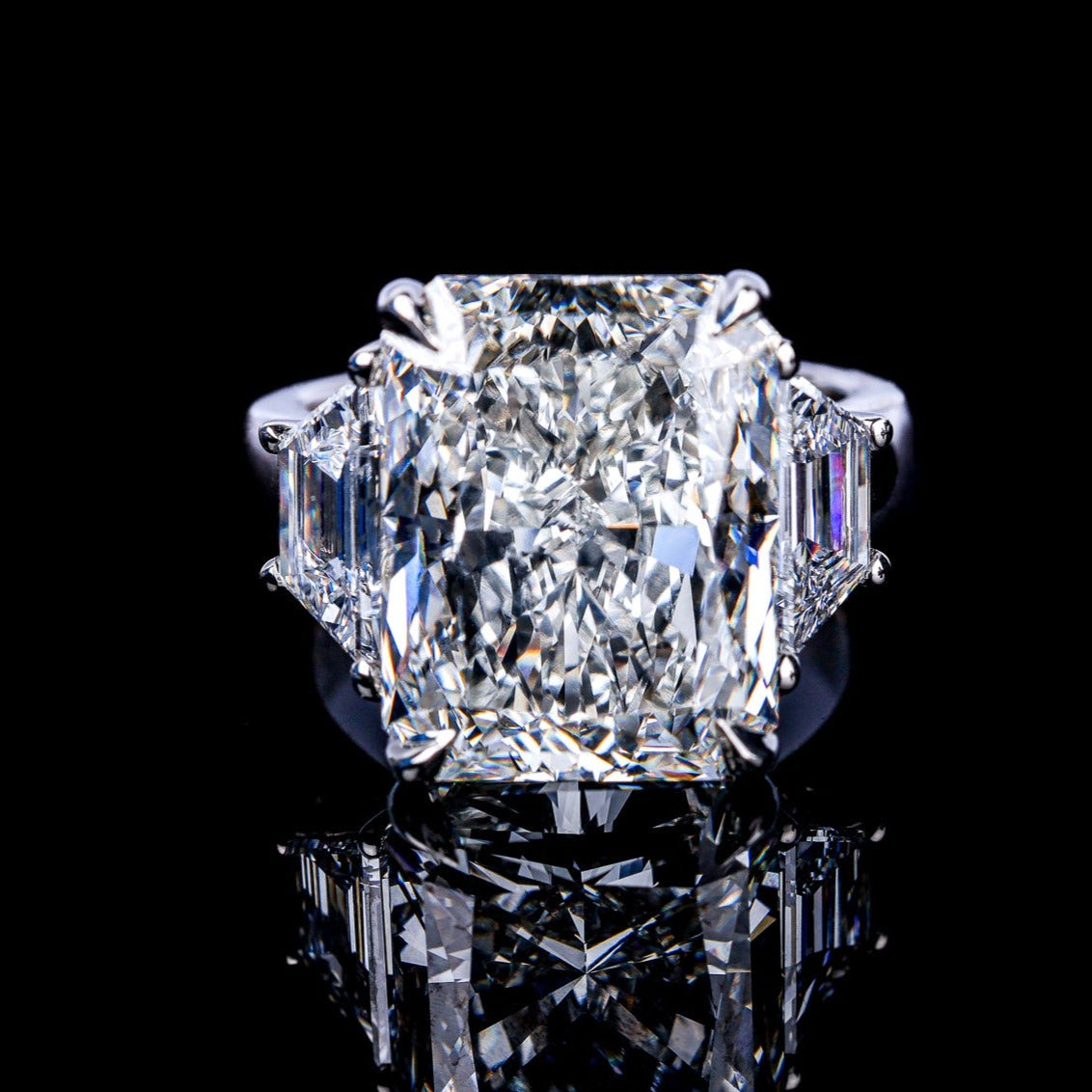 10 Carat Radiant Three Stone Diamond Ring