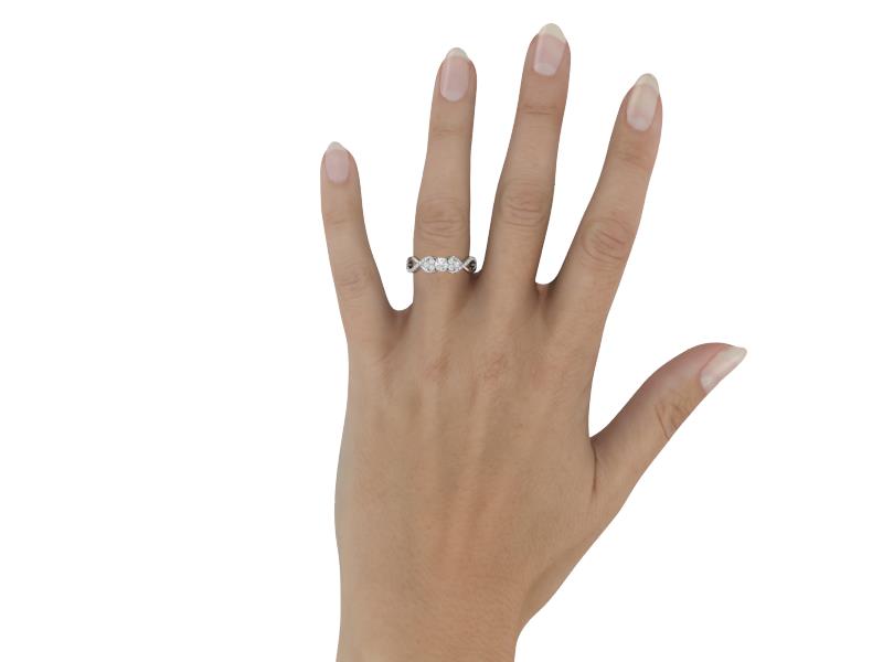 Ring Round Center with Cluster Round Side Stones and Intertwine Band