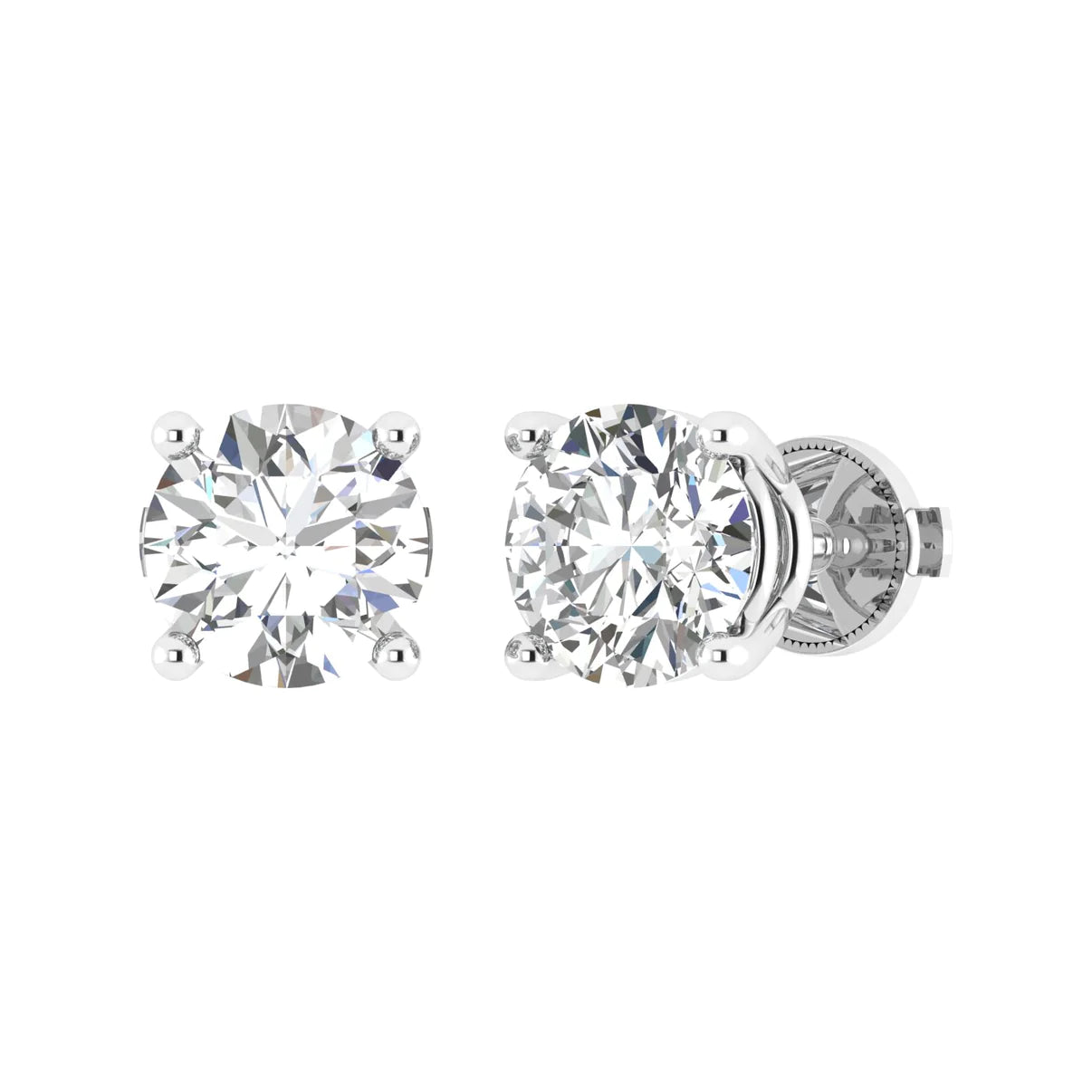 Diamond Studs 2 Carats TW La Pousette Backing