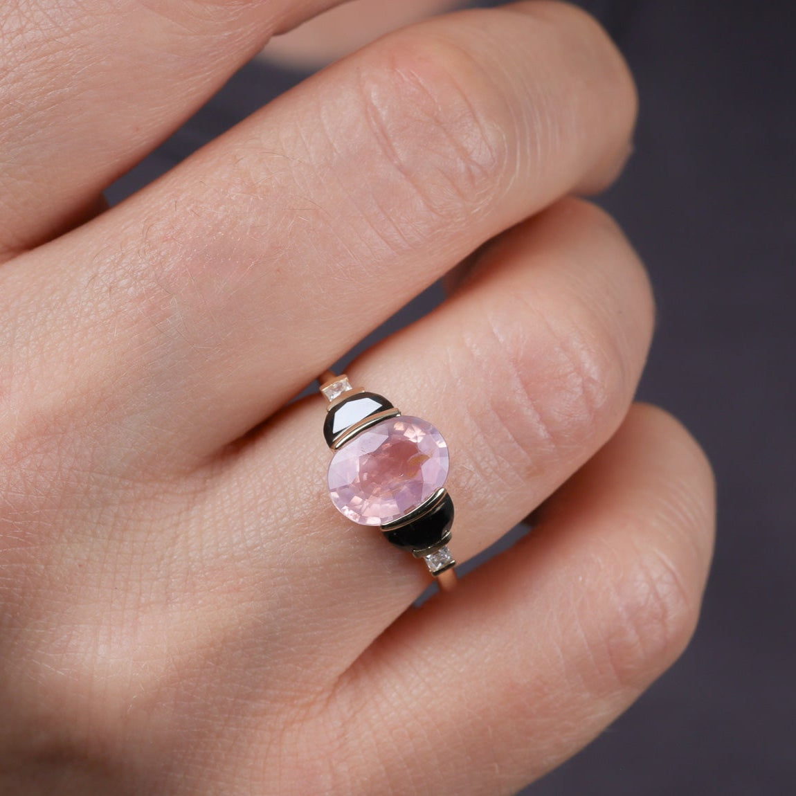 2.75 Carat Padparadscha Sapphire Five Gemstone Ring