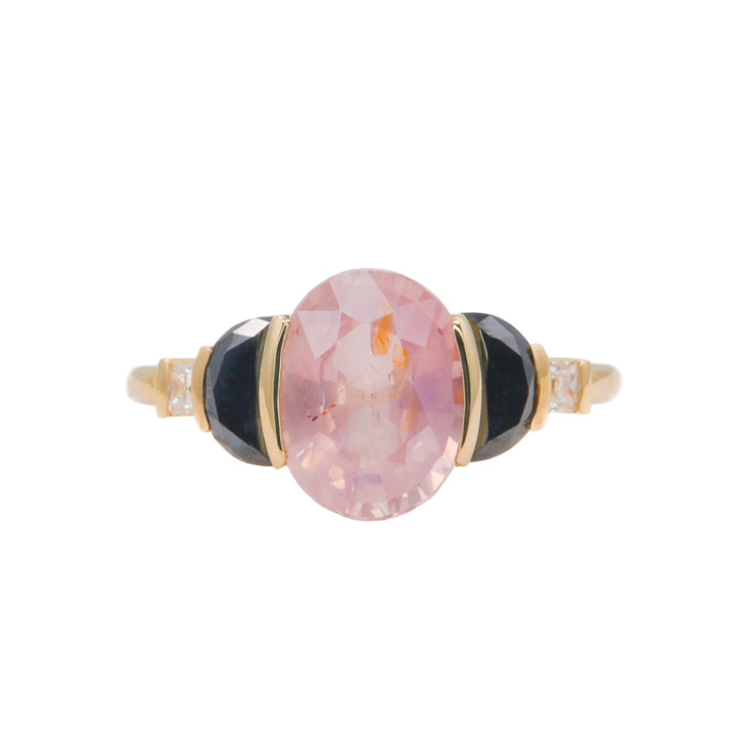 2.75 Carat Padparadscha Sapphire Five Gemstone Ring