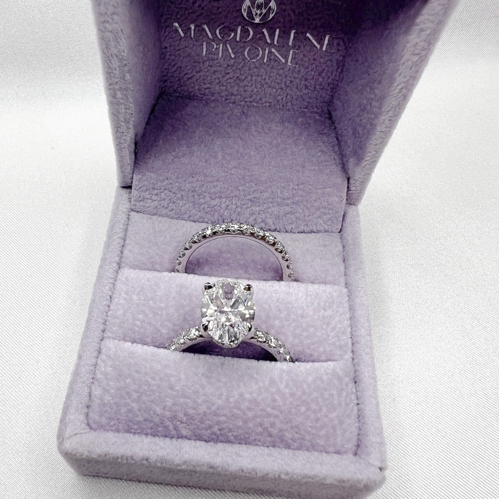 Engagement Ring Oval Cut Lab Diamond Wedding Band Set