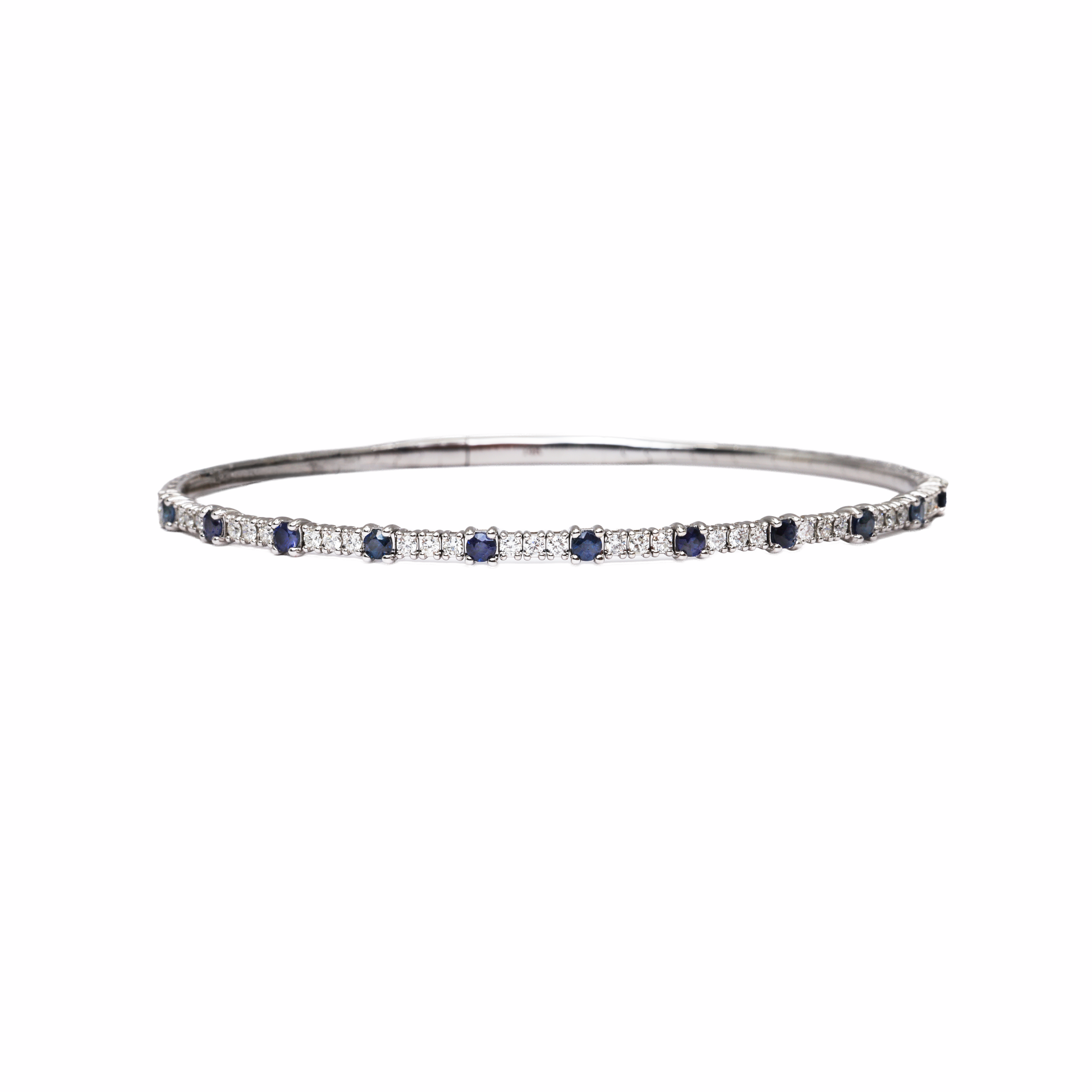 Alternating Round Diamond and Sapphire Flexible Bangle