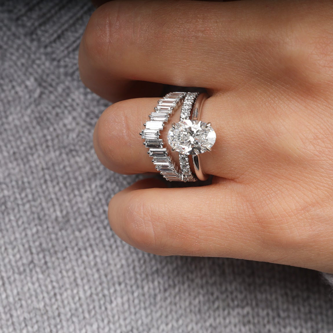 Art Deco Stackable Curved Band Graduated Baguette