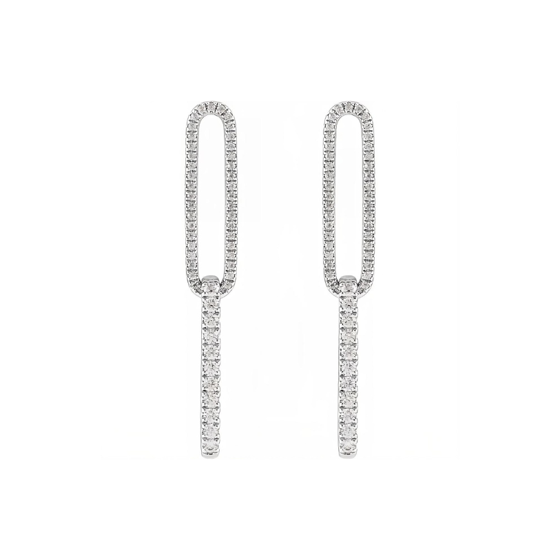 Diamond Elongated Link Earrings
