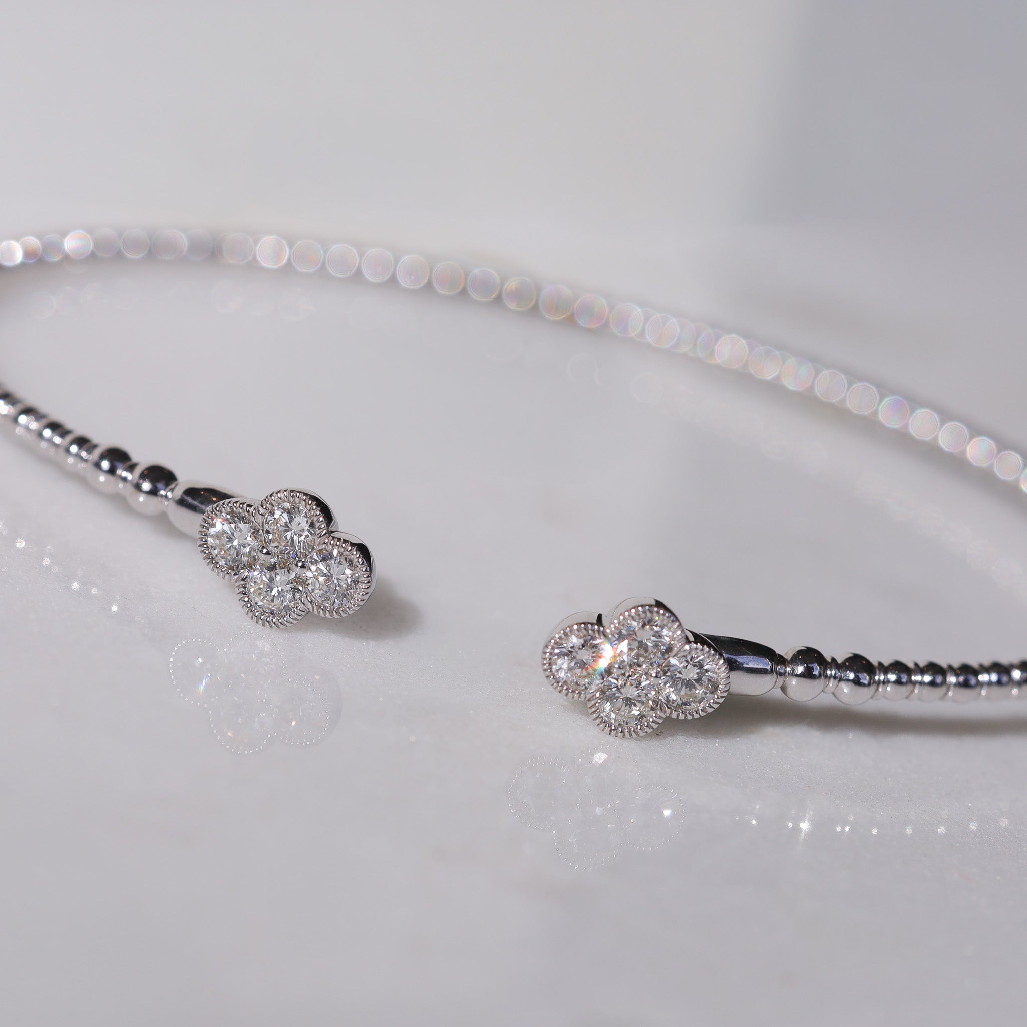 Diamond Clover Cuff Flexible Bracelet
