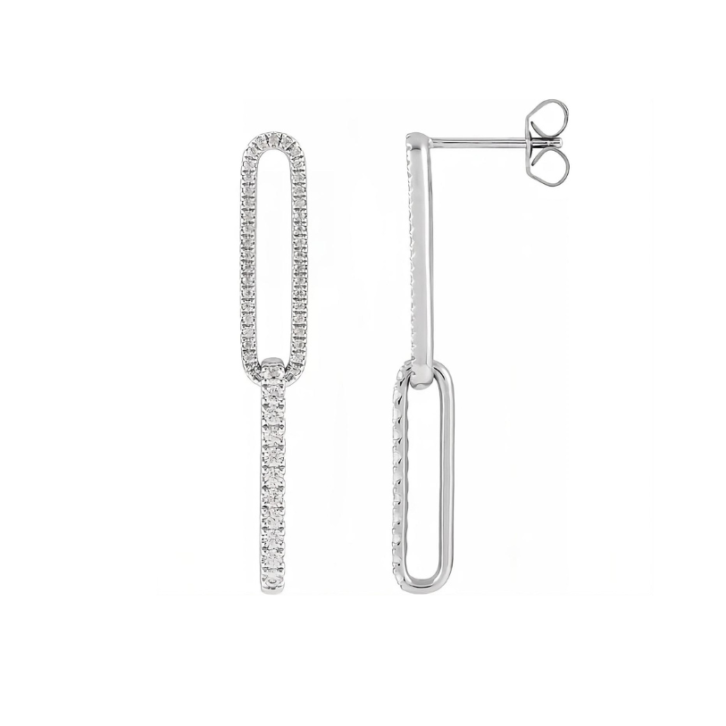 Diamond Elongated Link Earrings