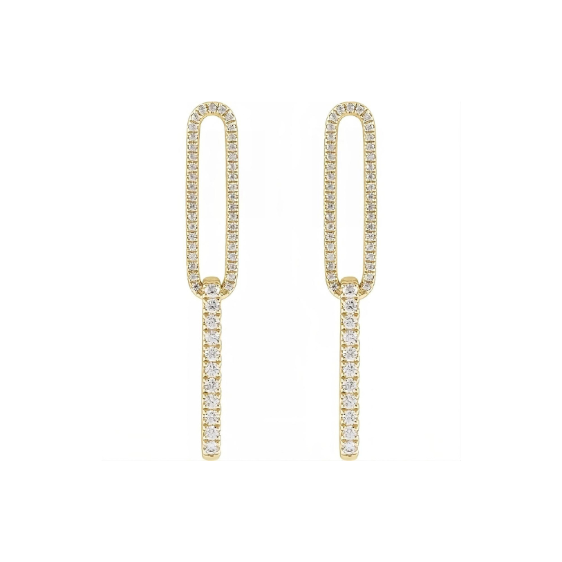 Diamond Elongated Link Earrings