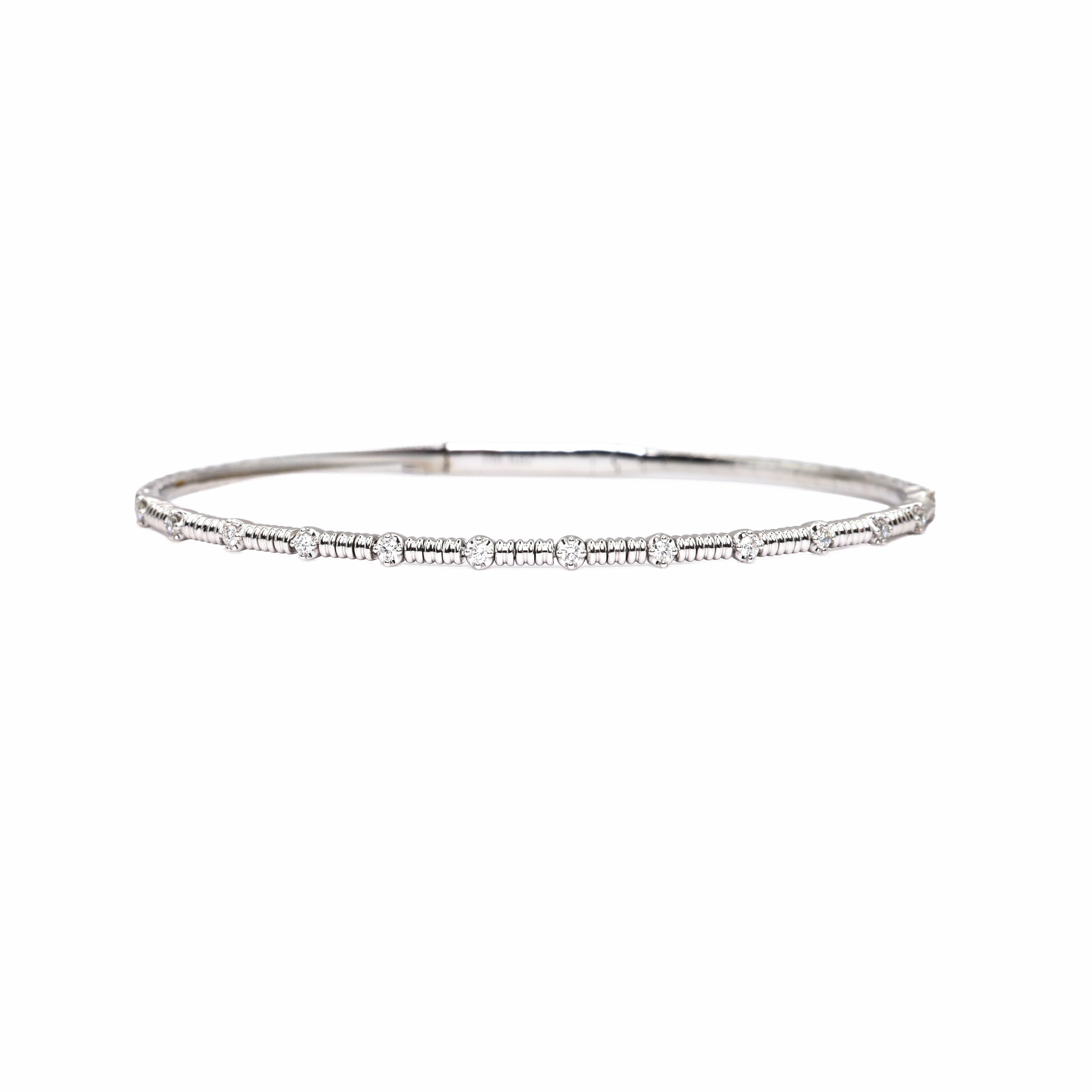 Diamond Stationed Textured Flexible Bangle Bracelet
