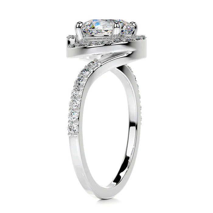 ENGAGEMENT RING 2 3 CARAT ROUND CUT LAB DIAMOND HALO PAVE BYPASS BAND