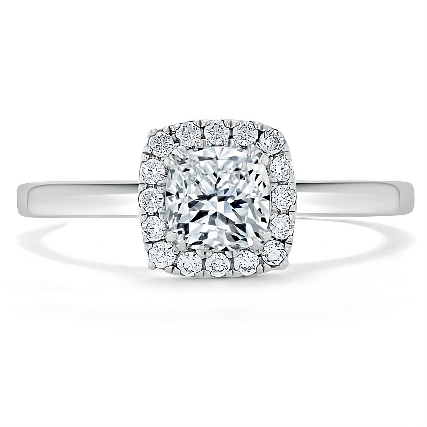 Engagement Ring 1 Carat Cushion Cut Halo Lab Diamond