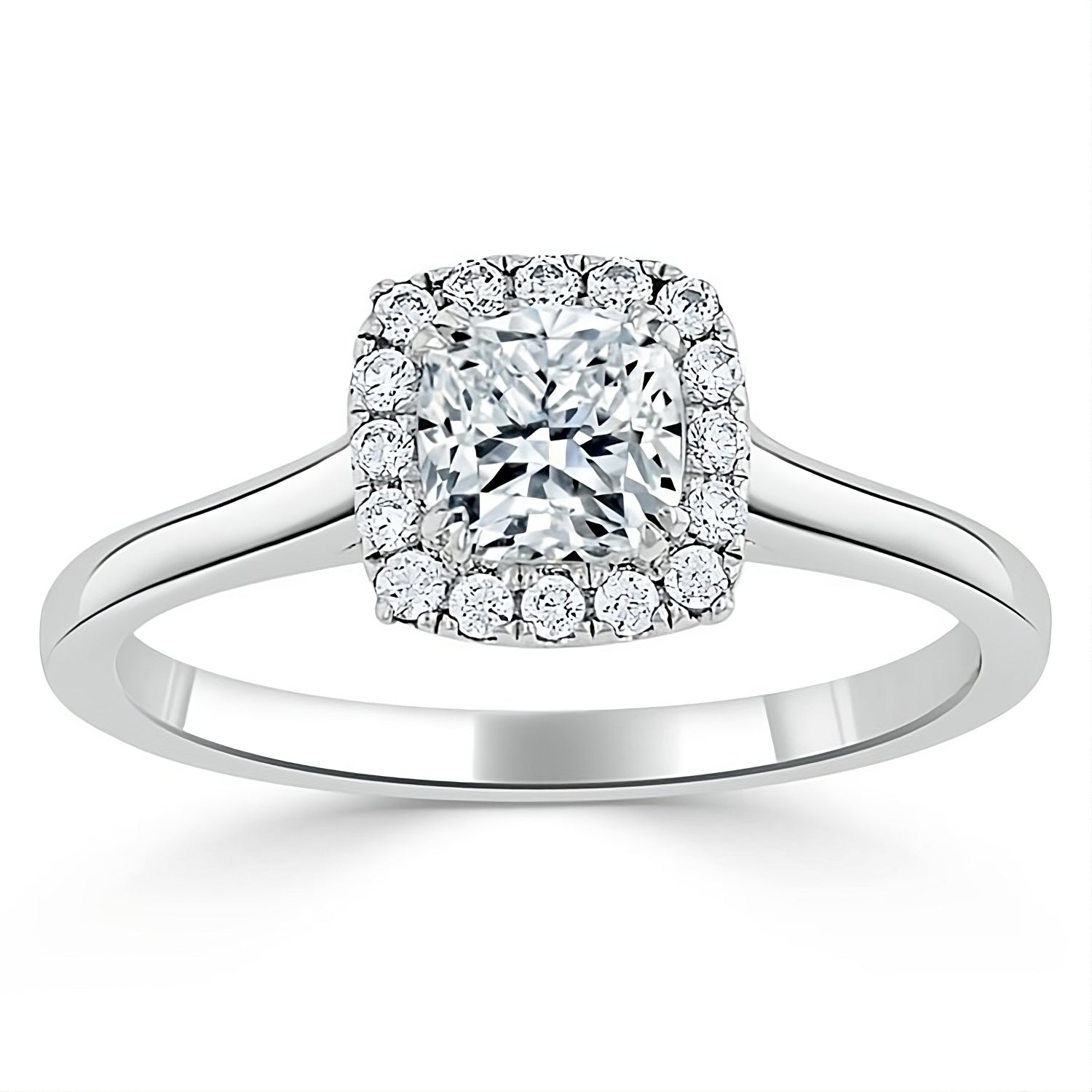 Engagement Ring 1 Carat Cushion Cut Halo Lab Diamond