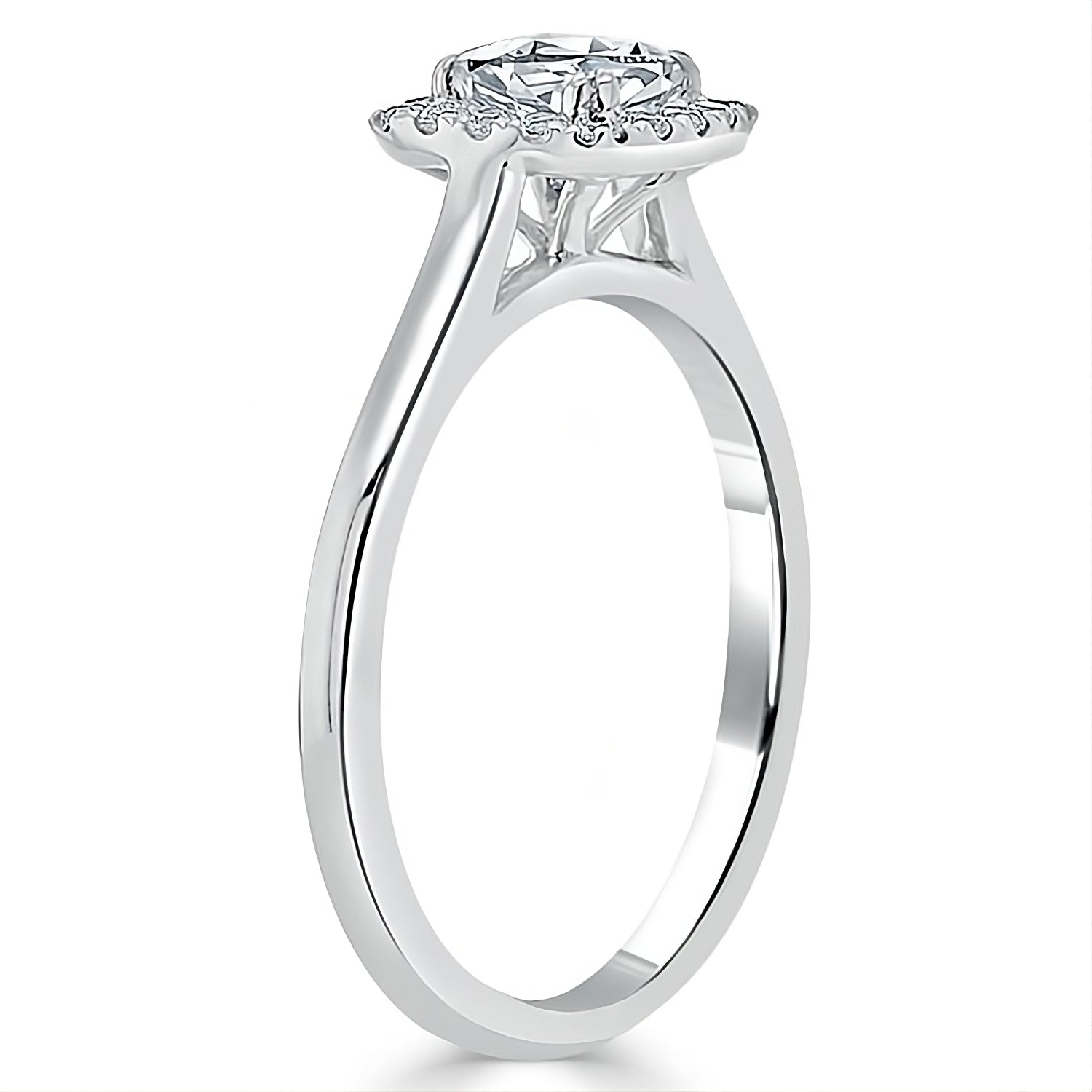 Engagement Ring 1 Carat Cushion Cut Halo Lab Diamond