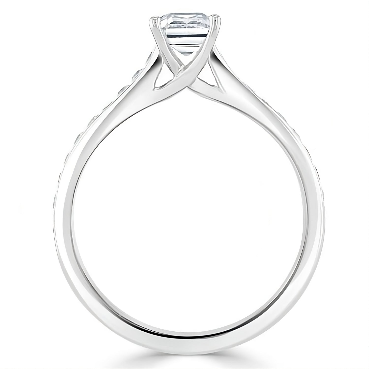 Engagement Ring 1 Carat Emerald Cut Lab Diamond Channel Setting