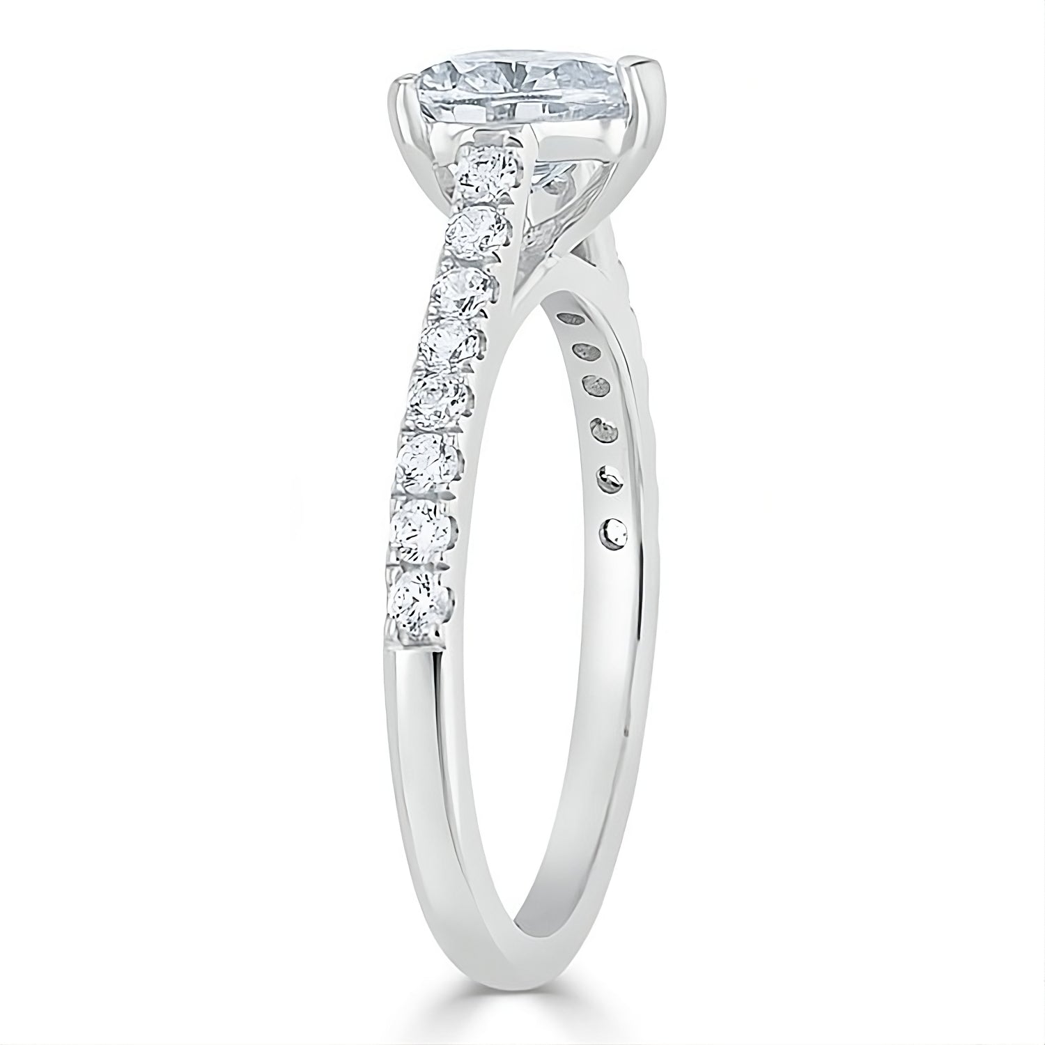 Engagement Ring 1 Carat Heart Cut Lab Diamond Pave Band