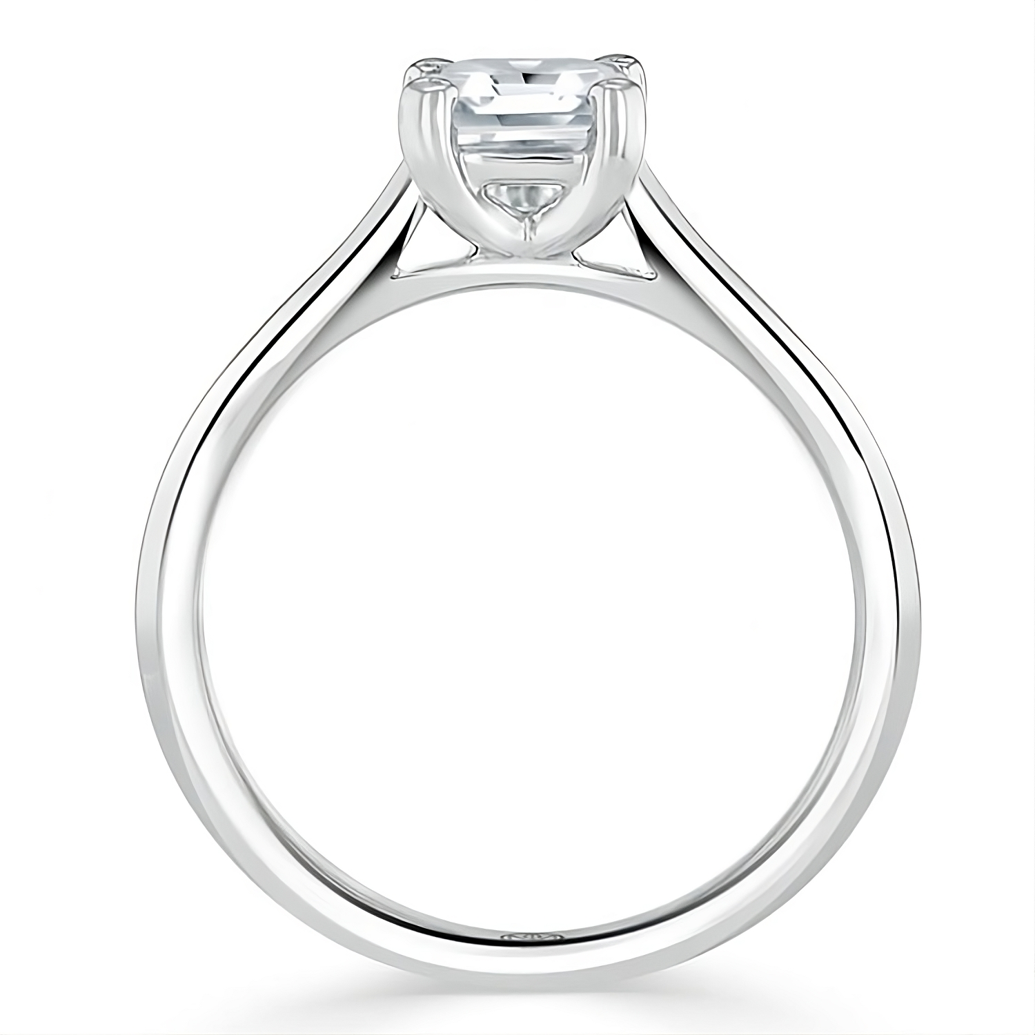 Engagement Ring 1 Carat Asscher Cut Tapered Solitaire Setting