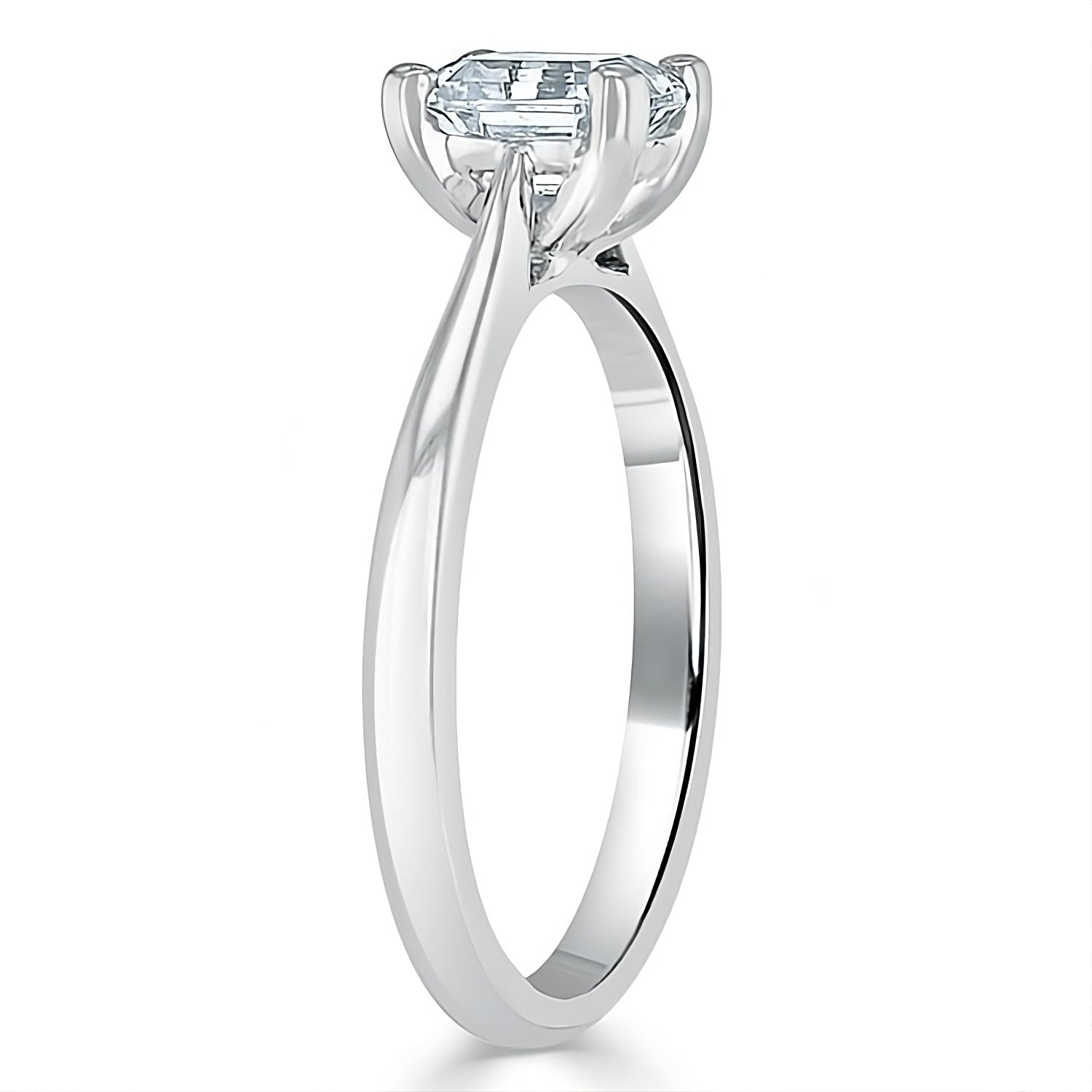 Engagement Ring 1 Carat Asscher Cut Tapered Solitaire Setting