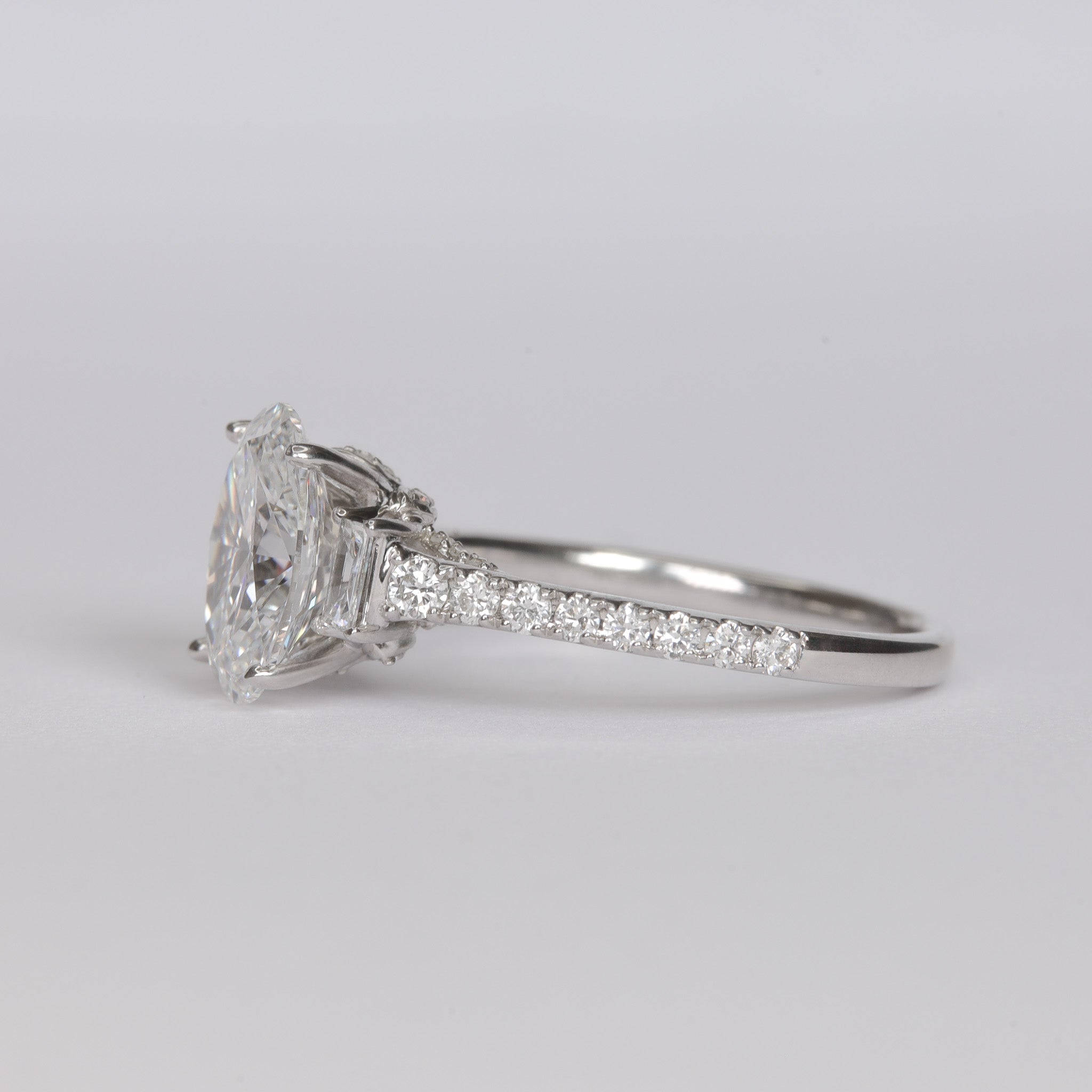 Engagement Ring 2 Carat Oval French Pave Floral