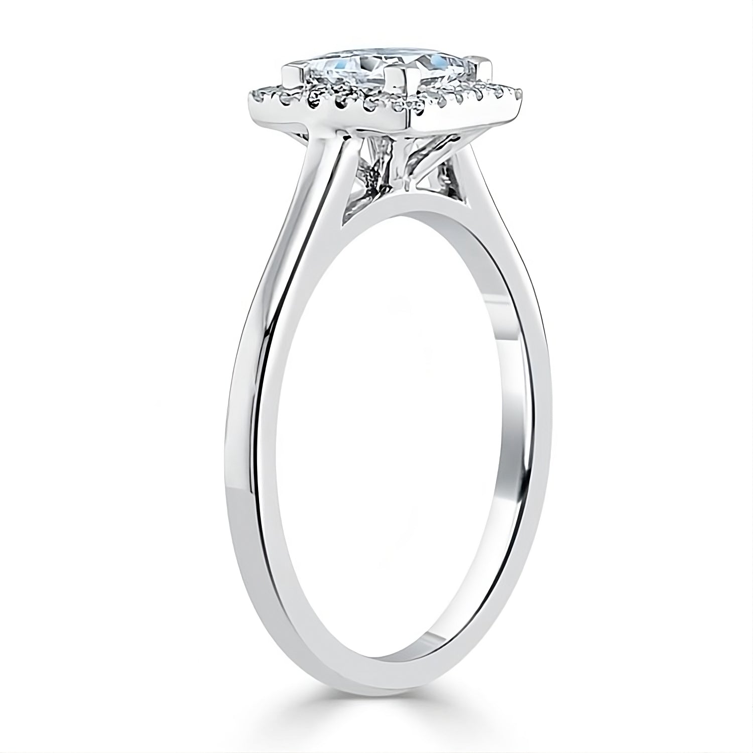 Engagement Ring 2 Carat Princess Cut Lab Diamond Halo Band