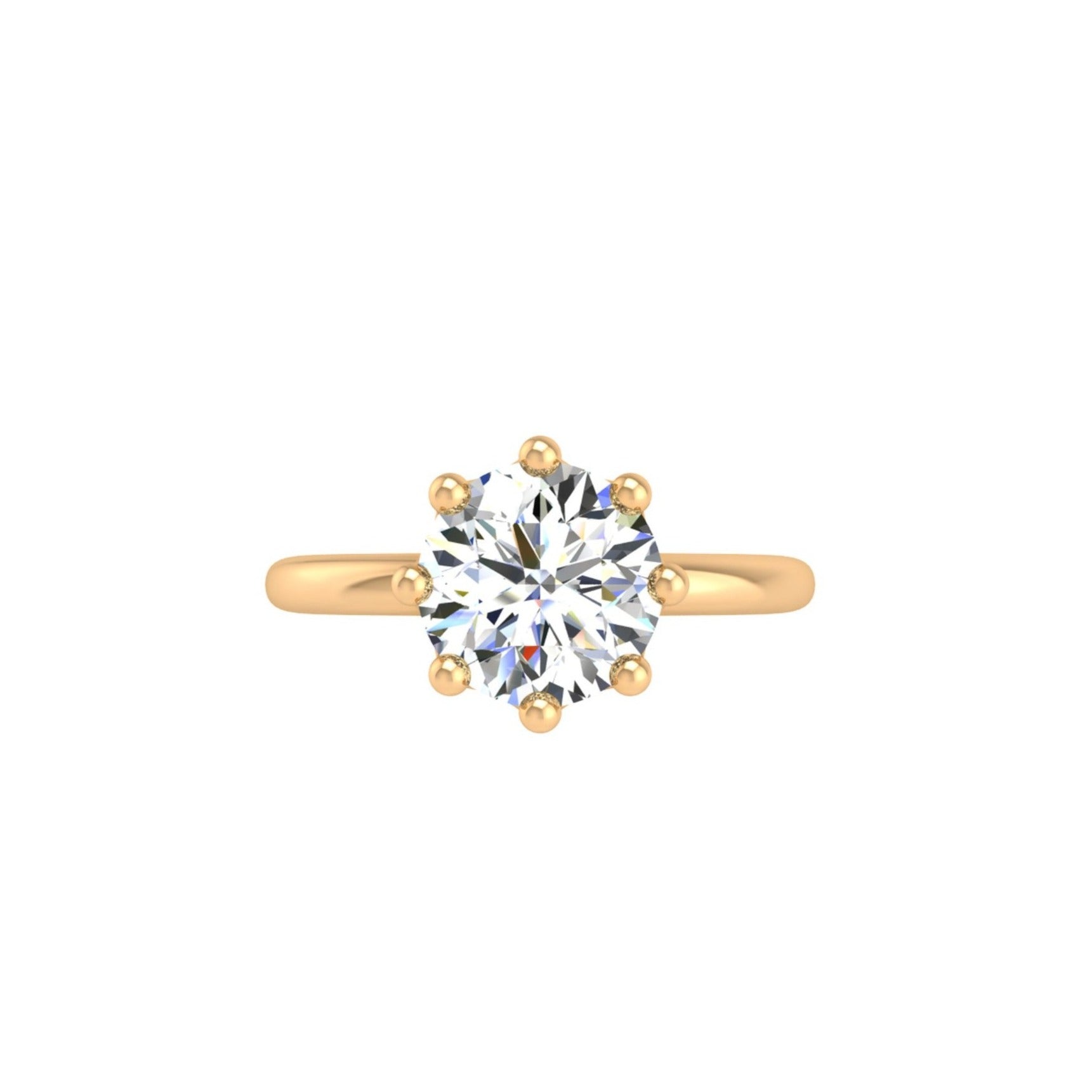 Engagement Ring 2 Carat Round Diamond Round Crown Basket