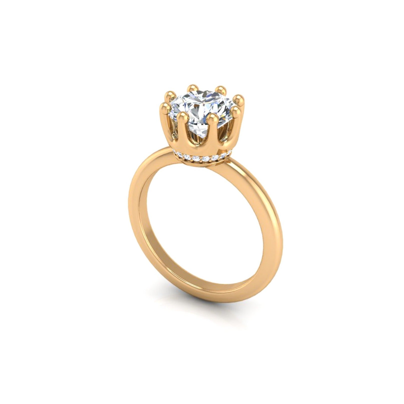 Engagement Ring 2 Carat Round Diamond Round Crown Basket