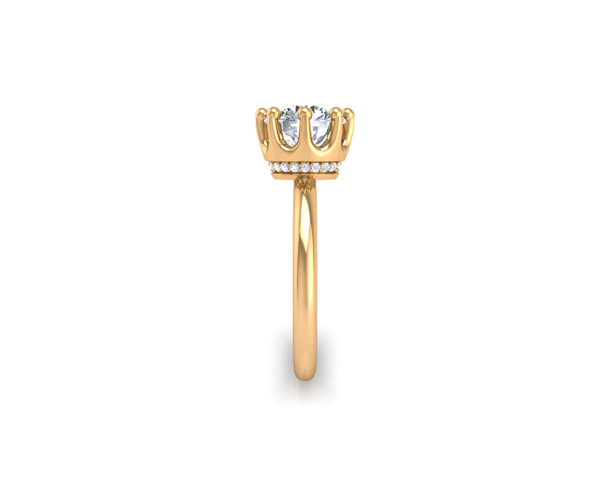 Engagement Ring Round Lab Diamond Crown Head