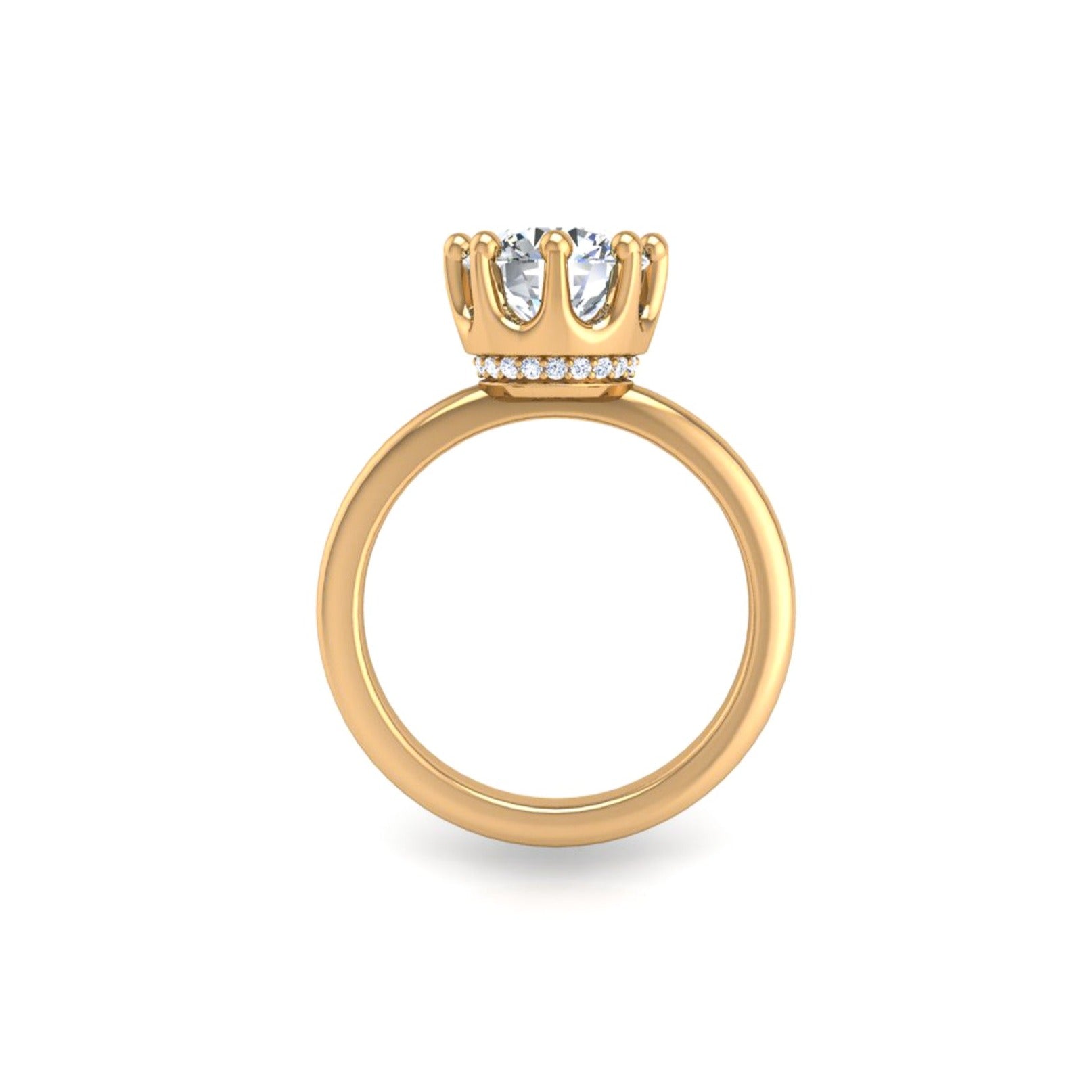 Engagement Ring 2 Carat Round Diamond Round Crown Basket