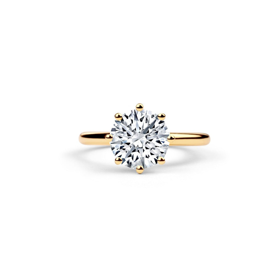 Engagement Ring 2 Carat Round Diamond Round Flower Basket