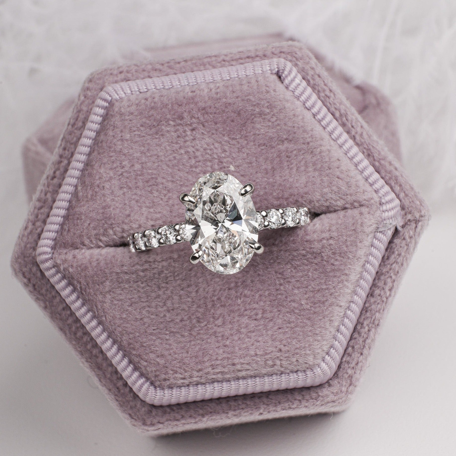 Engagement Ring 3 Carat Oval Cut Lab Diamond Pave