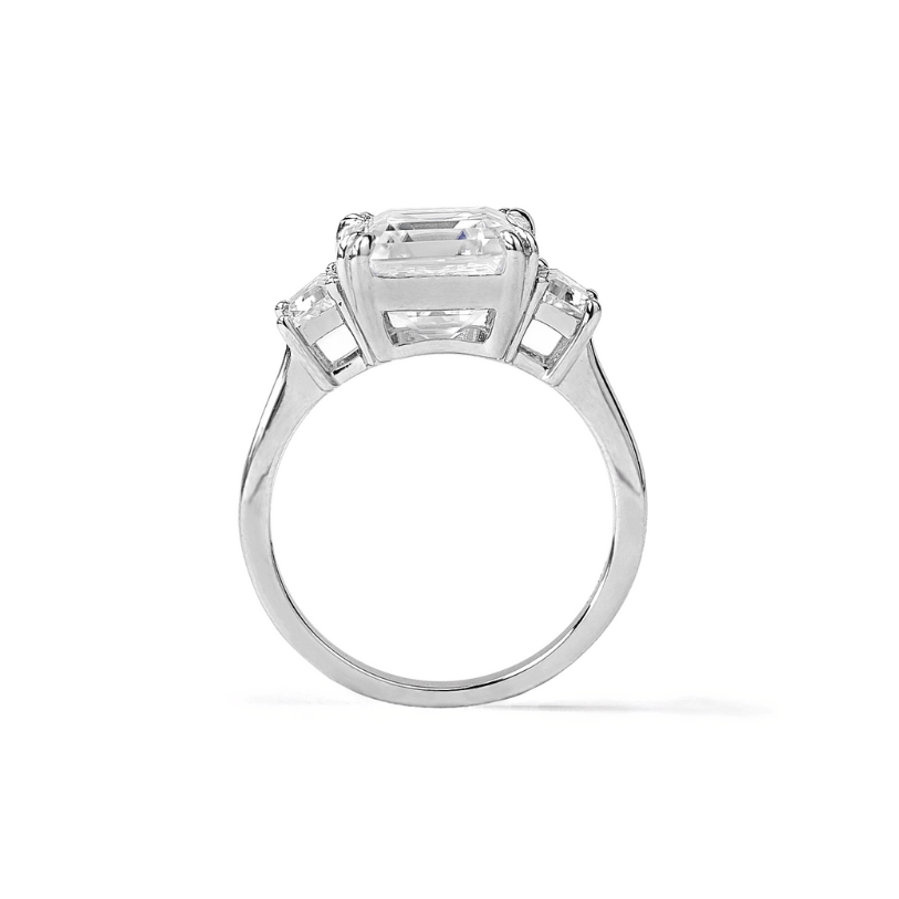 Engagement Ring 4 Carat Asscher Cut Three Stones