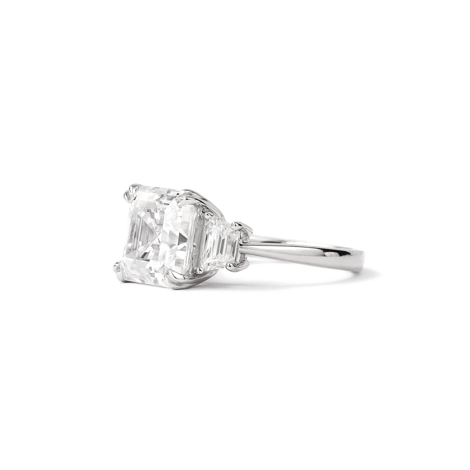 Engagement Ring 5 Carat Asscher Cut Three Stones Royale Collection