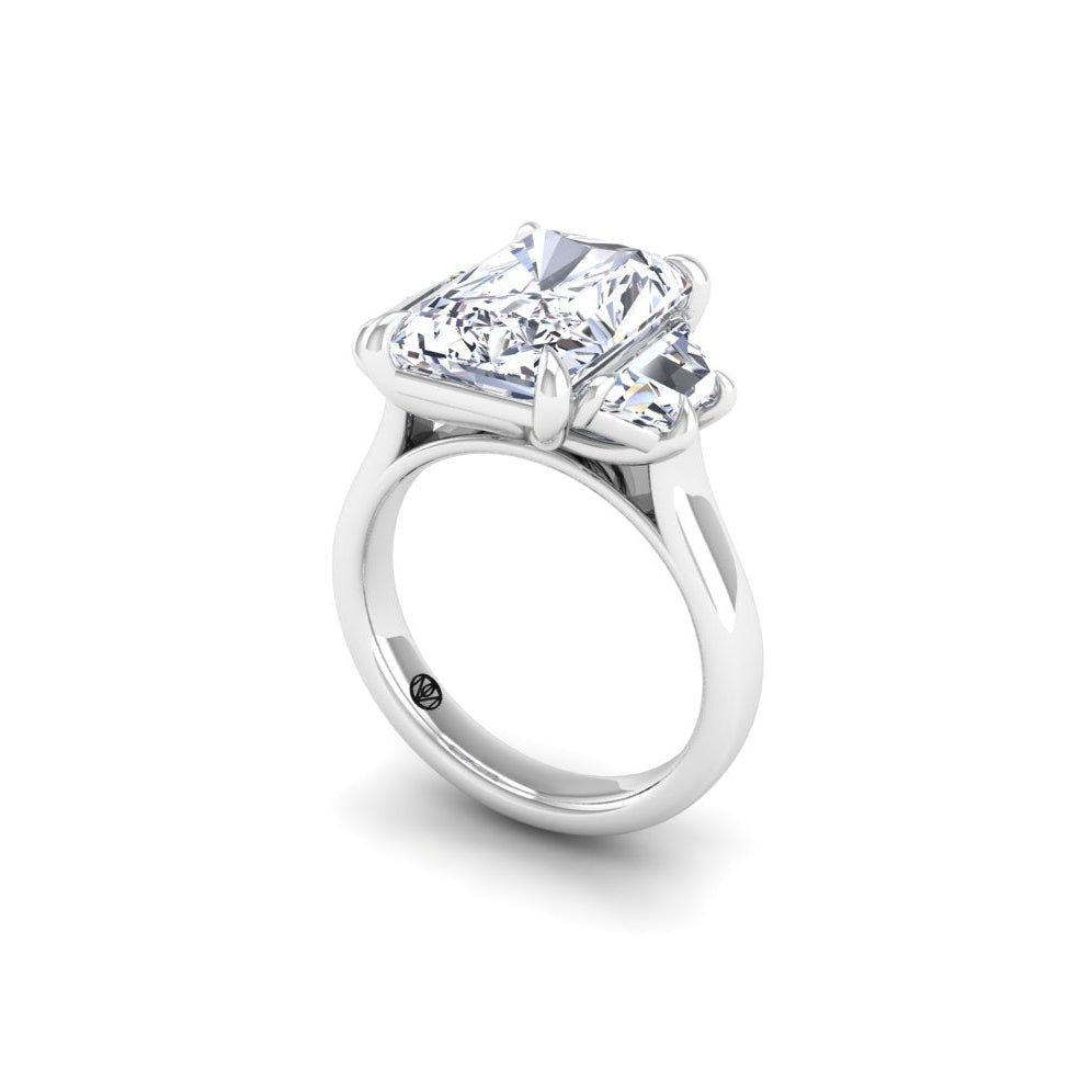 Engagement Ring 5 Carat Radiant and Trapezoid Side Stones