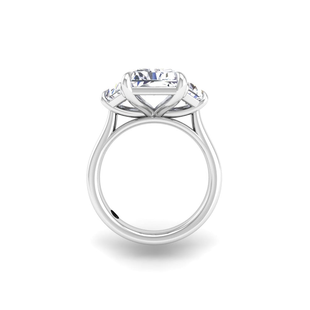 Engagement Ring 5 Carat Radiant and Trapezoid Side Stones