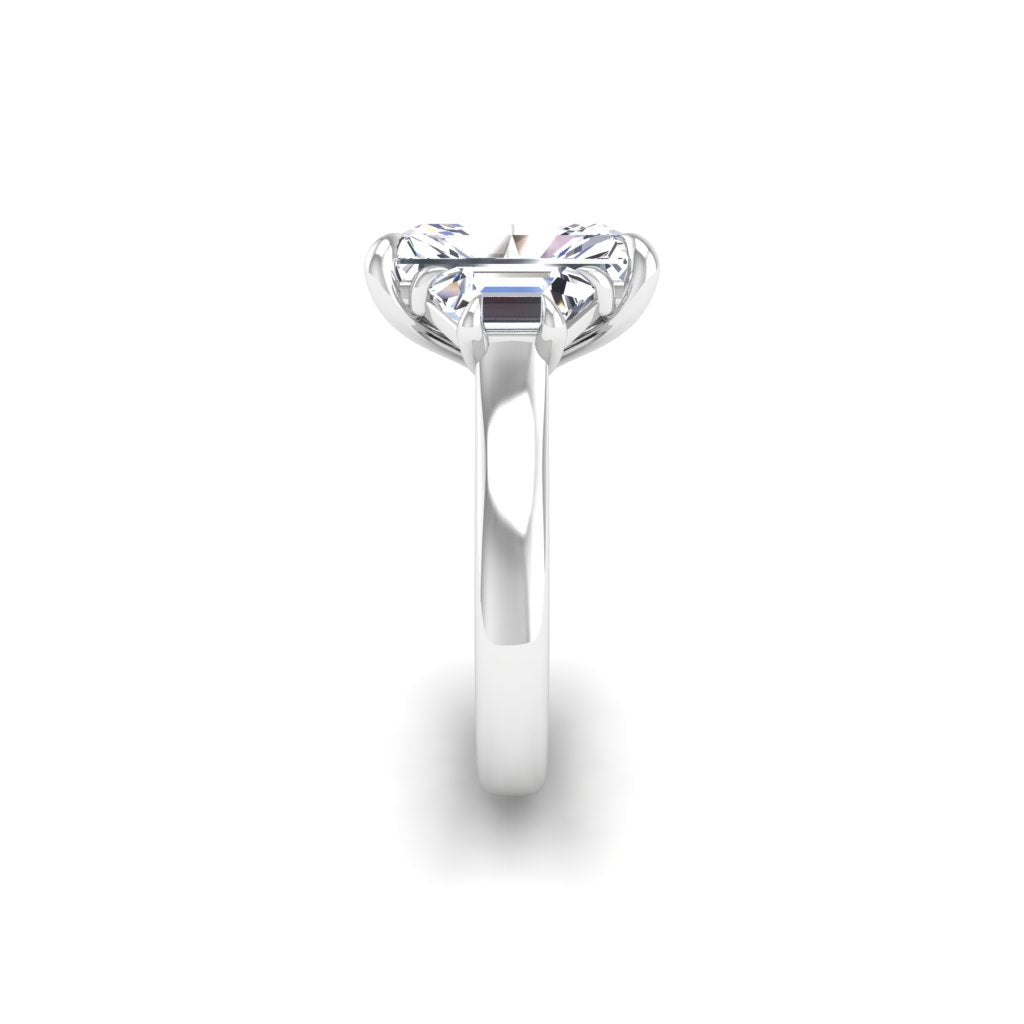 Engagement Ring 5 Carat Radiant and Trapezoid Side Stones